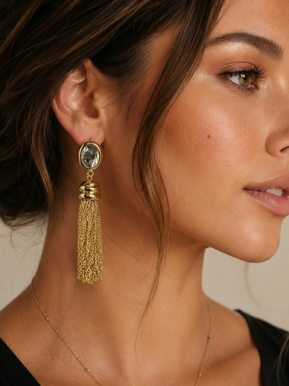 Vintage Givenchy Tassel Earrings Gold Chain Statement Earrings Designer Couture